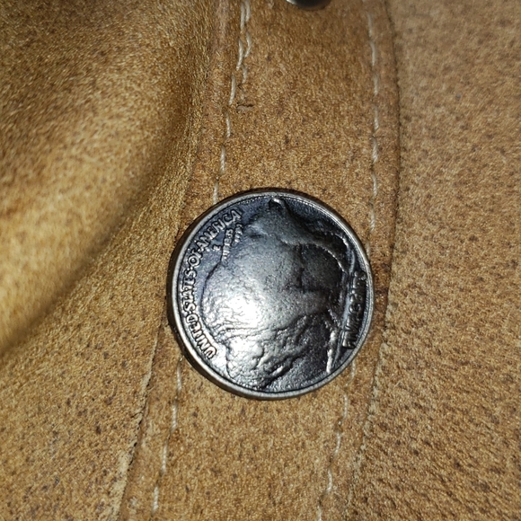 Minnetonka The Outback Leather Hat Buffalo Nickel Detail LightTan Small - Picture 9 of 13